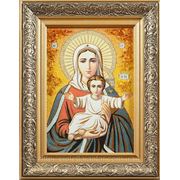 Икона из янтаря “Леушинская Богородица“ фото
