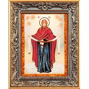 Икона из янтаря “Покров Пресвятой Богородицы“ фото