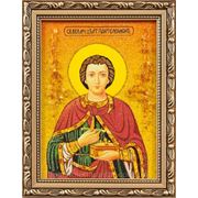 Именная икона из янтаря “Пантелеймон“ фото