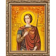 Именная икона из янтаря “Дмитрий Солунский“ фото