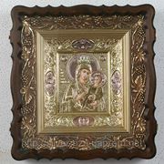 Икона Матерь Божья Иверская ручной работы, серебро, позолота фото