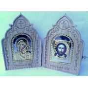 Икона-складень деревянный венчальная пара арочный 125х285х28 мм( под Софринские Образа 70х100мм). фото