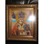 Икона Св. Николай Чудотворец вышитая бисером на заказ