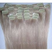 Набор натуральных волос на клипсах 52 см. Оттенок №600. Масса: 130 грамм. фото