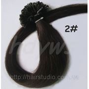 Волосы натуральные на кератиновых капсулах, оттенок №2. 50 см 100 капсул 50 грамм фото