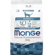 Корм для кошек Monge Cat Monoprotein Sterilised для стерилизованных, форель 400 г