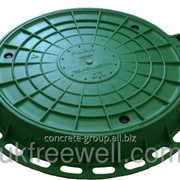 Люк легкий канализационный полимерпесчаный зеленый с замком 3800022 фотография