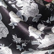 Ткань Шелк темно-серого цвета с рисунком Розы