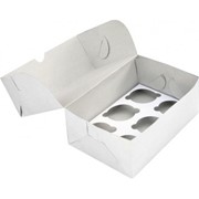Коробка на 6 капкейков с ложементом (250*170*100), белая