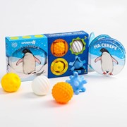 Развивающий набор «На Севере»: книжка-игрушка, тактильные массажные мячики 4 шт., цвета/формы МИКС фото