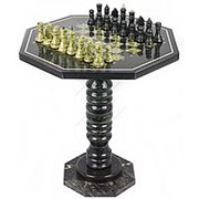Шахматный стол с каменными фигурами змеевик 60х60х62 см фото
