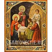 Мастерская копий икон Рождество Христово, копия старинной иконы на иконной доске (ручная работа) Высота иконы 12 см фотография