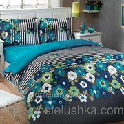Комплект постельное белье Deluxe Perla Blue сатин Hobby фото