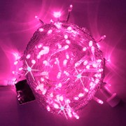 Светодиодная гирлянда Нить 10 м, 24В, мерцающая, соединяемая, прозрачный провод, розовая, Rich LED,