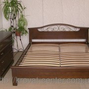 Дубовая кровать Фантазия - 2 (190\200*150\160) с кованым элементом, массив - дуб. фото