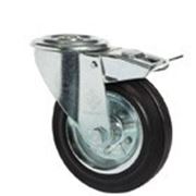 Поворотные колеса для тележек с отверстием под болт и тормозом "Norma", из черной резины