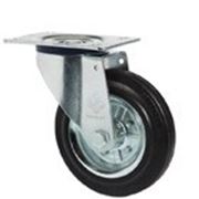 Поворотные колеса для тележек с крепежной панелью “Norma“, из черной резины фото