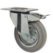 Поворотные колеса с крепежной панелью и тормозом “Norma“, из стандартной серой резины фото