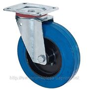 Колеса в поворотном кронштейне на площадке, эластичная синяя резина, для тележек29 серия фото