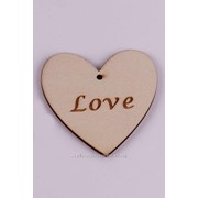 Сердце из дерева с надписью “Love“ (6х6 см, 5 шт) фотография