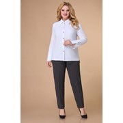 Блузка-рубашка классическая повседневная белая С 1596 р. 50-60 фото