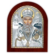 Икона Николай Чудотворец серебряная с позолотой Silver Axion Греция 260 х 310 мм на деревянной основе фотография