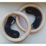 Кольца гимнастические Кроссфит деревянные на стропах INDIGO с метал. пряжками IN242 24 см фото