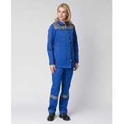 Костюм женский Весна-1 СОП NEW (тк.Смесовая,210) брюки, васильковый/серый (64-66; 158-164) фото