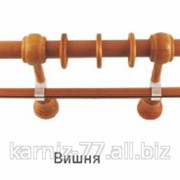 Карниз составной по центру стандарт металл-дерево 2,8 м, вишня фото