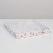 Коробка для кондитерских изделий с PVC-крышкой «Наслаждайся моментом», 21 × 21 × 3 см