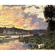 Клод Моне - “The Seine at Bougival in the Evening (1870)“, холст, 40х32м, репродукция фотография