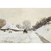 Клод Моне - "A Cart on the Snowy Road at Honfleur (1865)", холст, 40х27см, репродукция