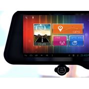 Автомобильный трансмиттер в зеркале 5“ экраном ОС ANDROID GPS навигатор WiFi Bluetooth гарнитура авто регистратор фото