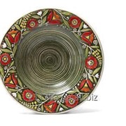 Керамическая суповая тарелка ручной работы в украинском стиле