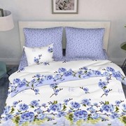 Комплект постельного белья полуторка белое с голубыми цветами фото