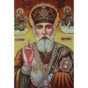 Именная икона из янтаря “Николай Чудотворец“ фото