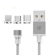 Магнитный USB кабель Lightning / MicroUSB / Type-C 360 серый