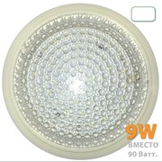 Светильник, 11W, накладной круг белый, прозрачное стекло, 220V, 48LED, 6000К, IP44, 11-13lm фото