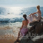 Картина стразами Две девушки на берегу 40х80 см фото