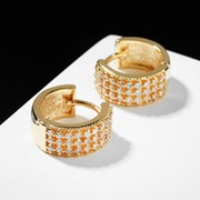 Серьги-кольца 'Всплеск' линия юности, тройная, d1,5 см, цвет белый в золоте фото
