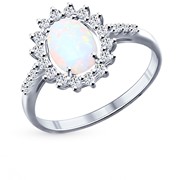 Серебряное кольцо с фианитами и опалами SOKOLOV 94011765 фото