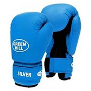 Перчатки боксерские Green Hill Silver BGS-2039, 10oz, к/з, синий фотография