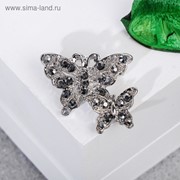 Брошь “Бабочки порхающие“, цвет серый в серебре фото