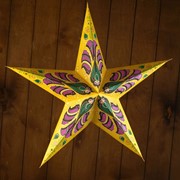 Светильник бумажный “Звезда“ 1х25Вт Е14 жёлто-сиреневый 60х55х24 см фото