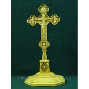 Крест напрестольный выносной с подставкой и рукоятью для крестного хода фото