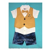 Детский костюм для мальчика с джинсовыми шортами на 1-3 года, код товара 255589658 фотография