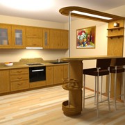 3D проектирование и визуализация кухни с каменной столешницей фото