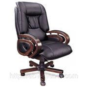 Кресло для руководителей Конгресс HB 02 комбинированная кожа люкс черная фото