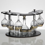 Мини-бар 13 предметов фужеров, графин 500 мл, стопка 50 мл, бокал 240 мл фото