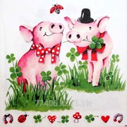 Салфетка для декупажа Счастливые свинки фотография